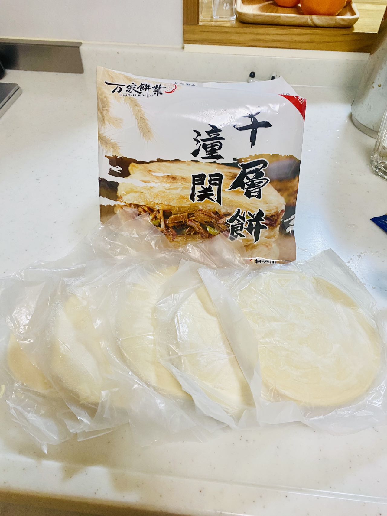 特价 万家餅業 潼関千層餅5枚 日本国内加工 100%日清面粉使用 約500g