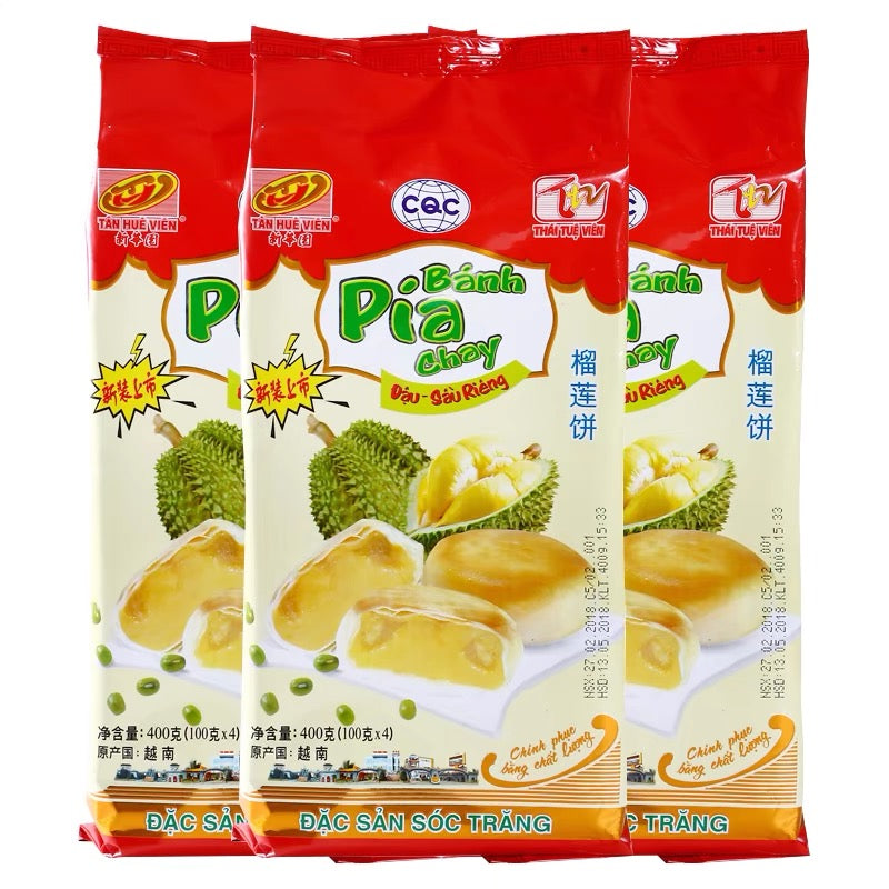 新華園榴蓮餅 400g 越南产 ベジタリアンピアケーキ緑豆ードリアン