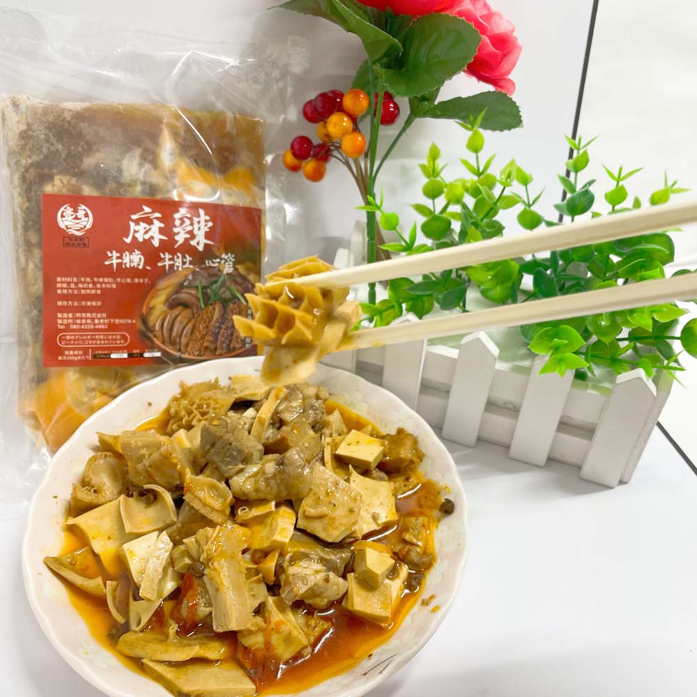 亮哥麻辣牛腩牛肚心管(牛雑)約 300g 日本国内加工