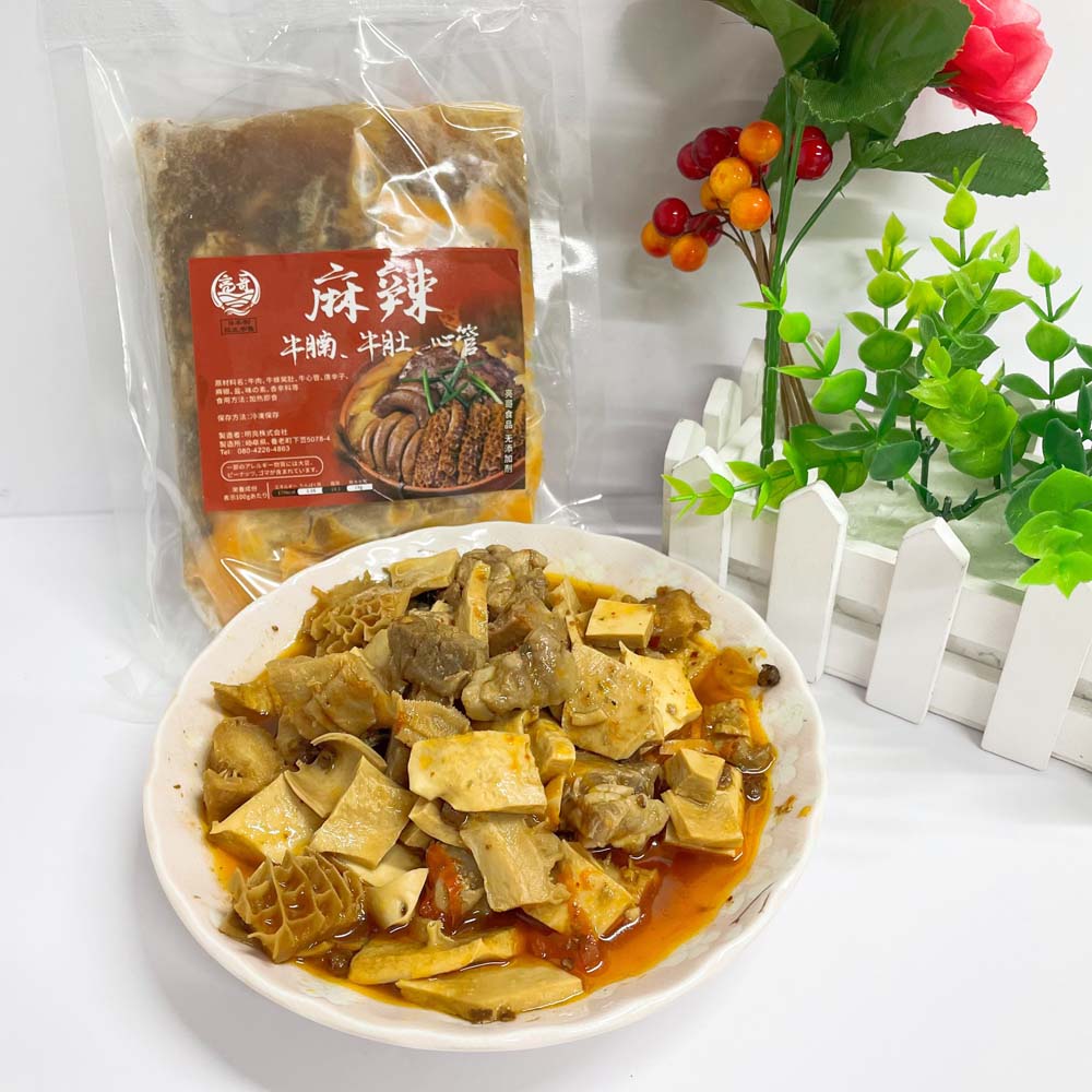 亮哥麻辣牛腩牛肚心管(牛雑)約 300g 日本国内加工