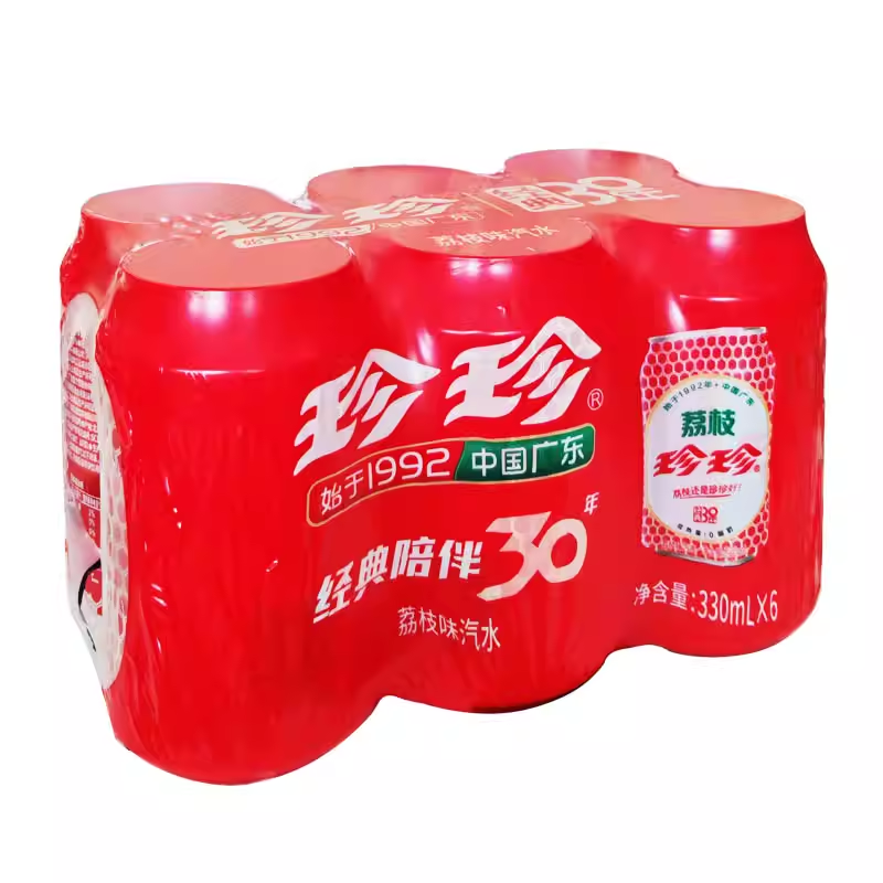 特价 珍珍荔枝饮料东北怀旧碳酸饮料低热量0脂肪网红汽水气泡水330ml