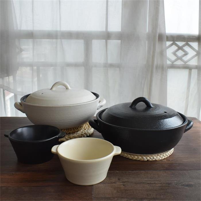 【送料無料(沖縄除く)】 セラミック加工 IH 土鍋 白 9号(3~4人用) 約2,000cc 萬古焼 IH対応 おしゃれ