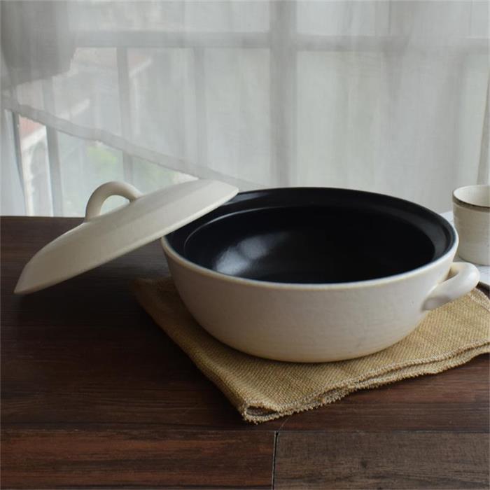 【送料無料(沖縄除く)】 セラミック加工 IH 土鍋 白 9号(3~4人用) 約2,000cc 萬古焼 IH対応 おしゃれ