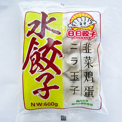 日日 手工韮菜鶏蛋水餃600g 日本国内加工 冷凍品 約30個 厚皮