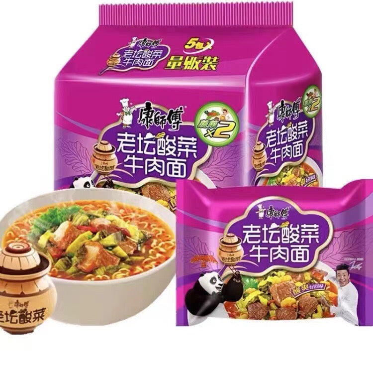 康師傅老壇酸菜牛肉面 5連包